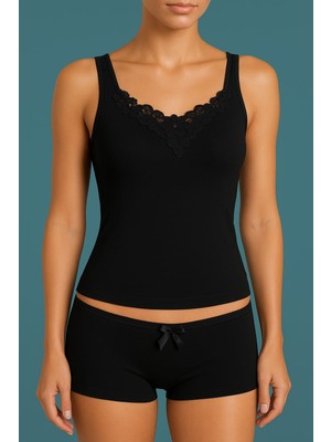 Solmaz Dantel Detaylı Atlet & Boxer Takım - Kadın Iç Çamaşırı Takımı