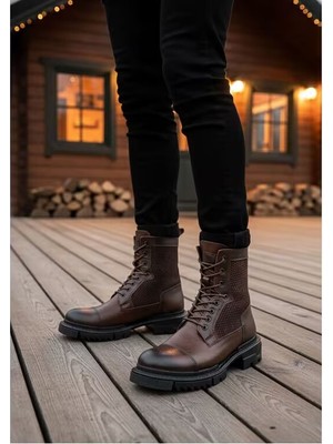 Velmora Loft Kışlık Bağcıklı Erkek Bot Kahverengi