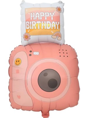 Parti Sürprizi Happy Birthday Pembe Fotoğraf Makinesi Şekilli Folyo Balon