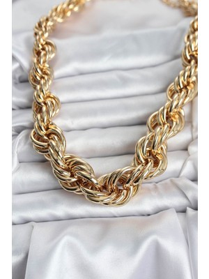 Getittir Pirinç Gold Renk Sarmal Halat Model Kadın Kolye - Lisinya