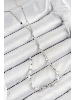 Getittir Pirinç Zirkon Taşlı Model Gümüş Renk Y Kolye - Lisinya