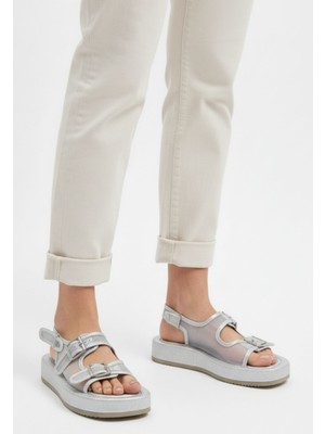 Getittir Sinna Gümüş Cilt Tül Detaylı Sandalet - Lisinya