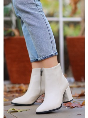 Getittir Biya Bej Cilt Topuklu Bot - Lisinya