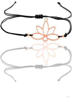 Normadia Şık Siyah Gümüş Lotus Rose Bileklik, Zarif Takı Tasarımı