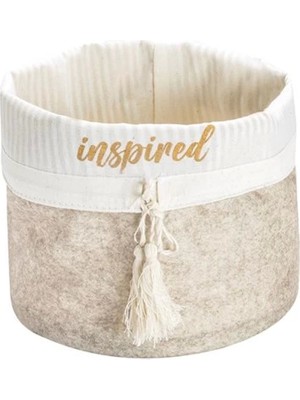 Getittir Yuvarlak Katlanabilir Çok Amaçlı Saklama Organizer Kutu Keçe Sepet (Mega) - 03389 ( Lisinya )