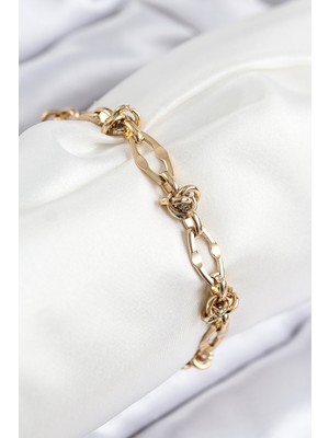 Getittir 316L Çelik Parçalı Zincir Model Gold Renk Kadın Bileklik - Lisinya