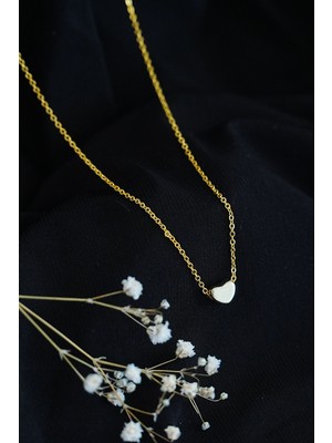 Getittir Taşsız Kalpli Kolye Gold Renk