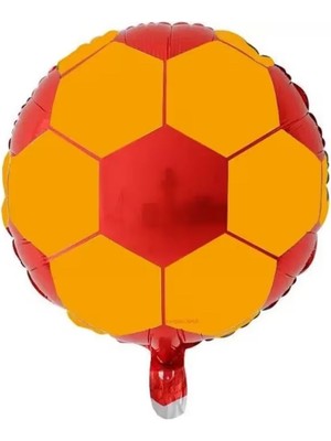 Parti Sürprizi Taraftar Baskılı Sarı Kırmızı Futbol Topu Folyo Balon 1 Adet