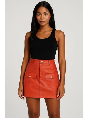 Pazarcan Önden Iki Cepli Deri Etek Tcu H240040