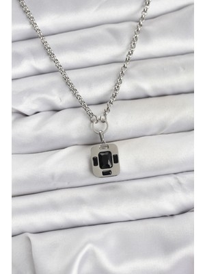 Getittir 316L Çelik Zincir Gümüş Renk Vintage Model Kadın Kolye - Lisinya