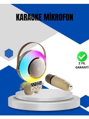 Getittir Kablosuz Mikrofonlu Astronot Tasarım Bluetooth Speaker Karaoke - Lisinya