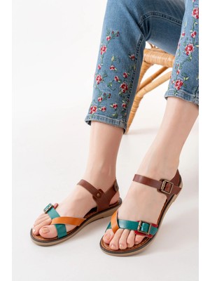 Pazarcan 205-091 Multi Ortopedik Hakiki Deri Kadın Sandalet