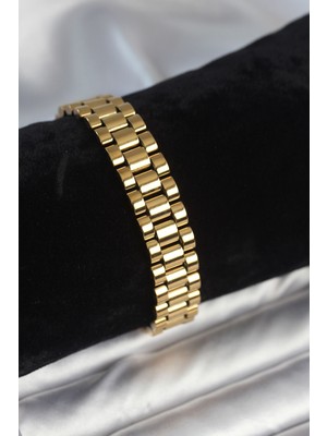 Getittir 316L Çelik Gold Renk 12 mm Kalınlık Erkek Bileklik - Lisinya