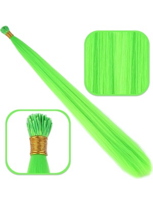Pazarcan Fiber Sentetik Boncuk Kaynaklık Renkli Saç / Neon Yeşil / 100 Adet