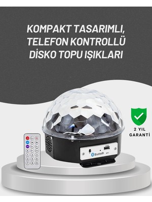 Getittir Uzaktan Kumandalı Rgb LED Disko Topu Bluetooth Hoparlörlü - Lisinya