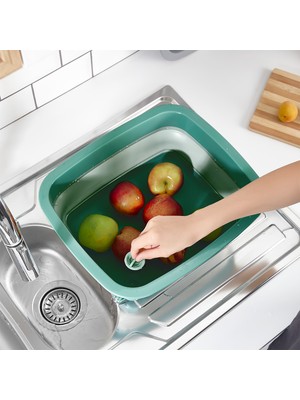 Katlanabilir Tıpalı Badya 9 Litre – Yer Kaplamayan Çok Amaçlı Leğen