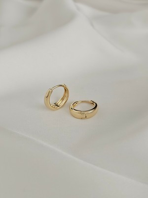 Normadia Kadın 14K Gold Hafif Bombeli Günlük Halka Küpe 1.4 cm