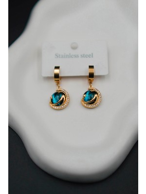 Normadia Zirkon Taşlı Gezegen Gökyüzü Temalı Kadın Küpe, Şık ve Parlak Tasarım