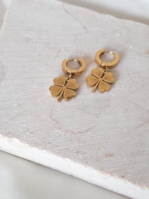 Normadia Şık Çelik Yonca Küpe, Zarif Takı, Modern Tasarım, Günlük Kullanım