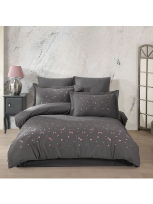 Wovna Çift Kişilik Poplin Premium Nakışlı Nev Spring Gri