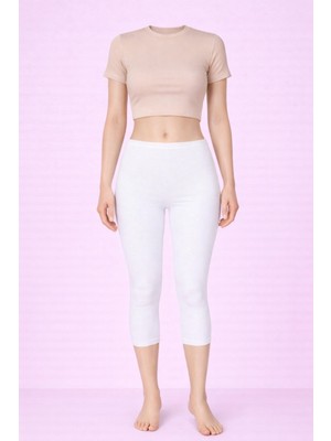 Belpa Diz Altı %100 Pamuklu Penye Tayt, Büyük Beden Tayt, Kapri Tayt
