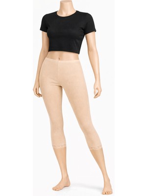 Belpa Diz Altı Dantell Pamuklu Tayt,penye Tayt, Kapri Tayt %100 Pamuklu Büyük Beden Tayt Tekli Paket