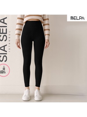 Belpa Sıla Sella Fitilli Yüksek Bel Spor Tayt