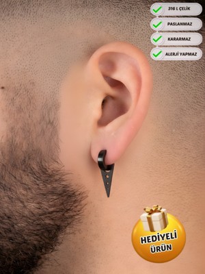 Normadia Şık Erkek Unisex Çelik Sallantılı Küpe, Paslanmaz ve Kararma Dirençli