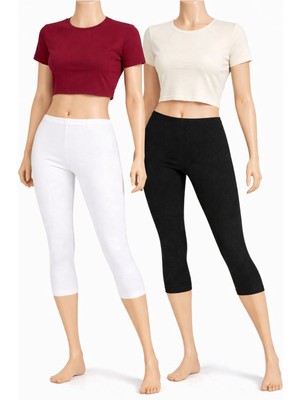 Belpa Diz Altı Pamuklu Penye Tayt, Likralı Tayt, Kapri Tayt,, Büyük Beden Tayt %95 Pamuklu %5 2'li Paket