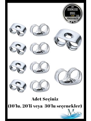 Normadia Çelik Antialerjik Küpe Arkası, Gümüş Renk, Çoklu Adet Seçenekleri