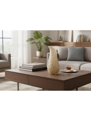 Bosso Model 6122 Krem Dekoratif Cam Vazo 14X30 cm Modern Renkli Tasarım Salon Ofis Ev Dekoru Çiçekçilik Obje Sunumu