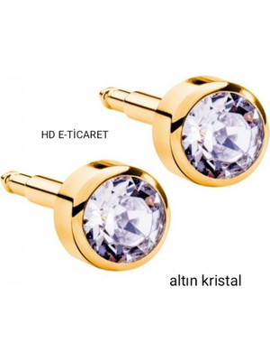 Normadia Şık Altın Kristal Kulak Delme Küpesi Çift, Zarif ve Parlak Takı Seti