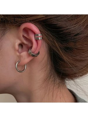 Normadia Modern 3'lü Çelik Ear Cuff Seti, Şık ve Rahat Takım Alternatifi