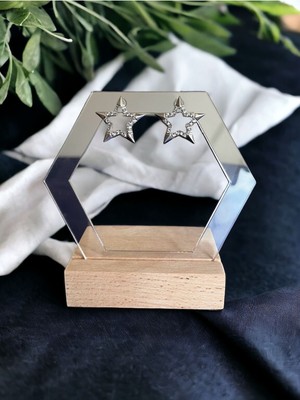 Normadia Yıldızlı Zirkon Taşlı Silver Çelik Kadın Küpe, Şıklık ve Zarafet