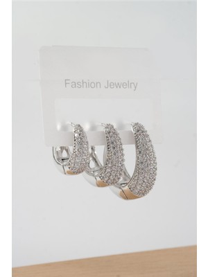 Normadia Kadın 3'lü Zirkon Taşlı Şık Küpe Seti, Zarif ve Modern Tasarım