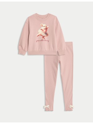 Marks & Spencer Pamuk Karışımlı Balerin Desenli Pijama Takımı (1-8 Yaş)