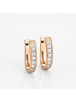 Normadia Rose Gold Taşlı Oval Çelik Küpe, Şık ve Kalıcı Takı Koleksiyonu