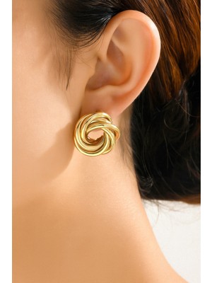 Normadia Şık Kadın Altın Kaplama Sonsuzluk Halkası Küpe, Zarif Takı Tasarımı