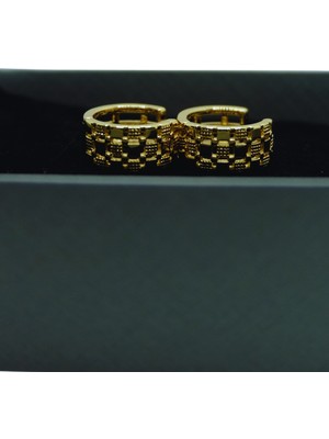 Normadia Şık Altın Renkli Halka Küpe, Zarif Takı Aksesuarı