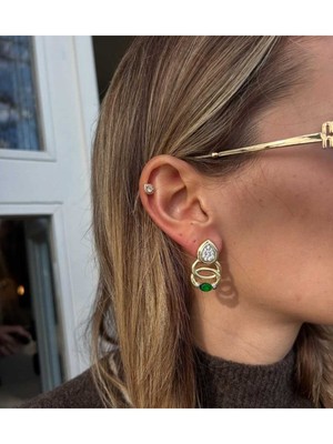 Normadia Doğal Yeşil Taş Peri Küpe, Şık ve Zarif Takı Seçeneği