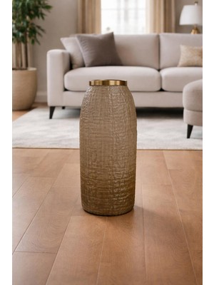 Bosso Model 3407 Kahverengi Dekoratif Cam Vazo 23X52 cm Modern Renkli Tasarım Salon Ofis Ev Dekoru Çiçekçilik Obje Sunumu