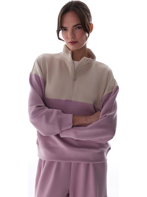Penti Pembe İpeksi Dokunuş Silky Feel Fermuar Yaka Kanguru Cepli Uzun Kollu Sweatshirt
