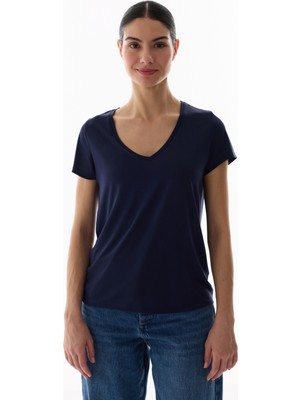 Penti Lacivert V Yaka Modal Tişört