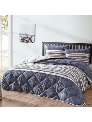 Hepta Collection Wilson Geometrik DESENLI%100 Pamuk Yorgan Seti, Lacivert, Çift Kişilik