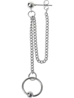 Normadia Şık Paslanmaz Çelik Zincirli Tekli Sarkaç Küpe