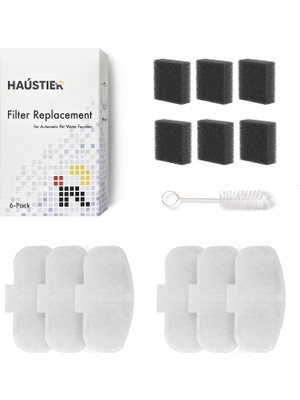 Haustier WF009L 6 Adet Otomatik Kedi Su Sebili Filtre Seti Pamuk Malzeme ile 3,5 lt Kapasite