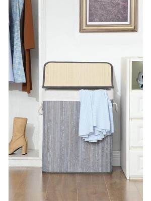 Hepta Collection El Yapımı Hasır Katlanır Çamaşır Sepeti Dikdörtgen 72 Litre (40CM*30CM*61CM), Doğal Malzemeden Üreti