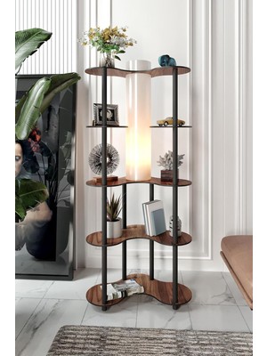 Hepta Collection Mariposa Lambader – Ceviz Renkli Ahşap Görünümlü Şık Tasarım, Geniş Taban Yüzeyi (65X36 Cm), 150 cm