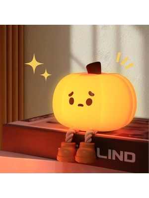 Hepta Collection Wastou Balkabağı Silikon Gece Lambası: 3 Seviyeli Kısılabilir Parlaklık, Şarj Edilebilir Yumuşak Işı