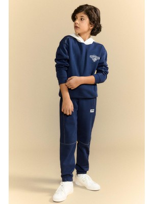 DeFacto 2'li Takım Kapüşonlu Baskılı Sweatshirt Eşofman Altı Erkek Çocuk G6174A826SP
